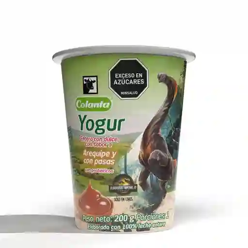 Colanta Yogur Entero Arequipe Pasas Vaso