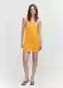 Vestido Cari Mostaza Talla L Mujer Mango