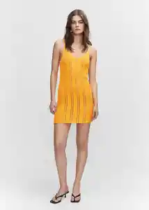 Vestido Cari Mostaza Talla L Mujer Mango