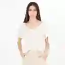 Blusa Cuello V Manga Corta Blanco Talla S 704427