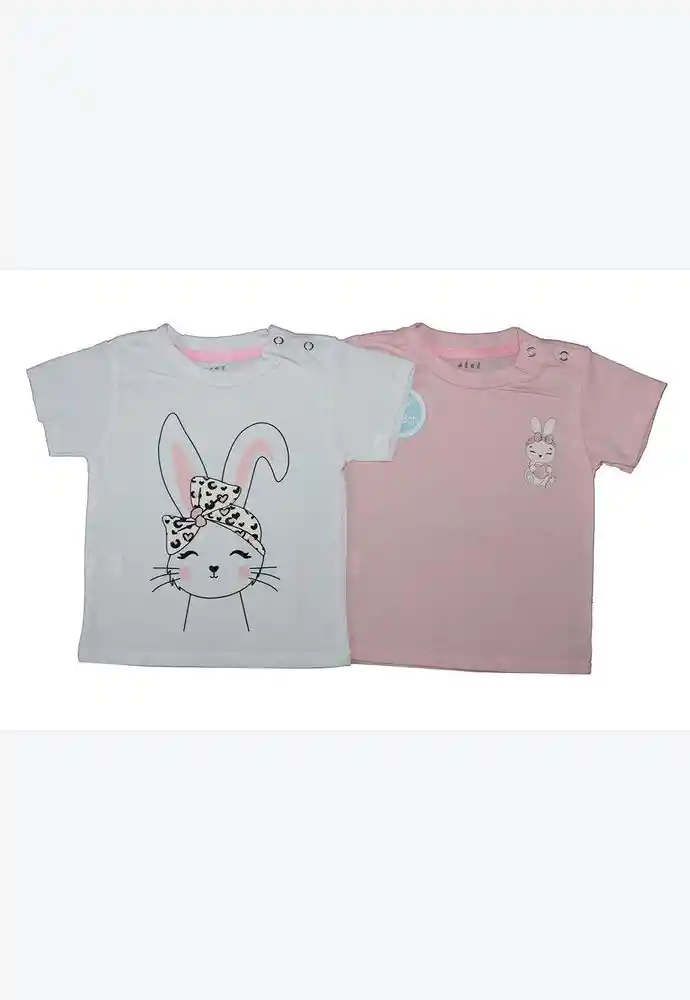 Camiseta Set X2 100% Alg 6/9 Meses-rosa Clar