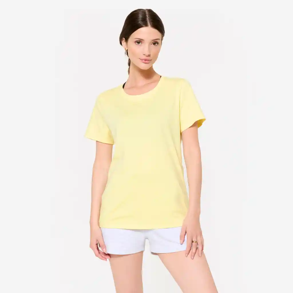Camiseta de Fitness Para Mujer Amarillo Pastel