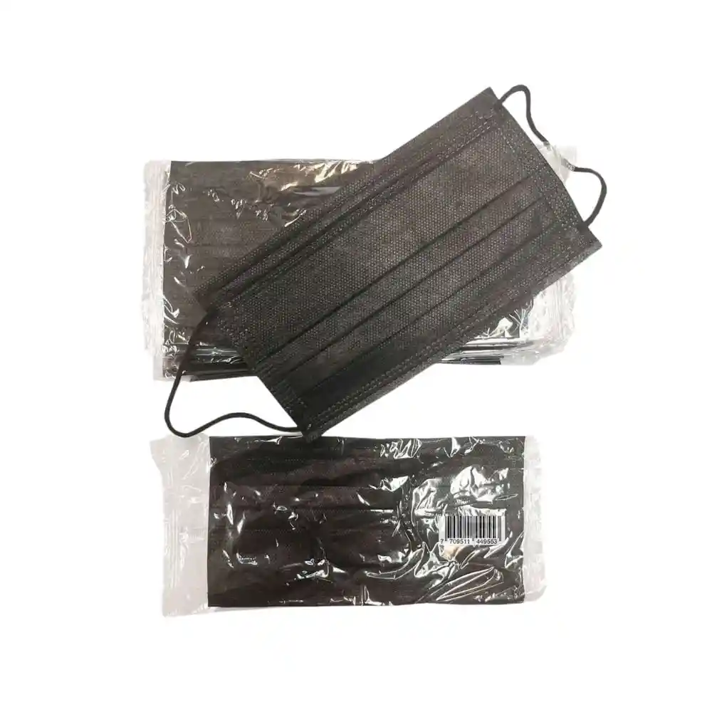 Tapabocas Desechable Negro Empaque Individual I.d.pharma