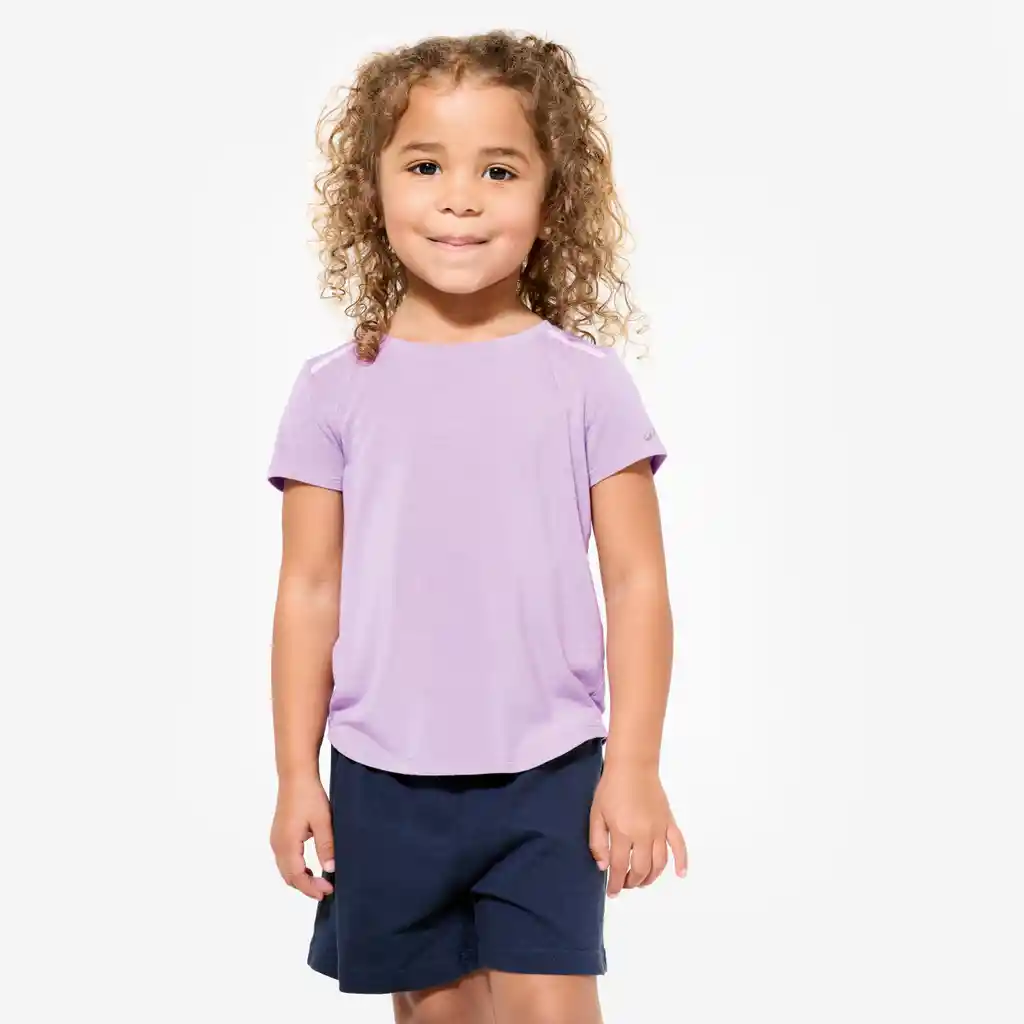 Camiseta Liviana Manga Corta Para Niños De 5-6 Años Domyos Lila