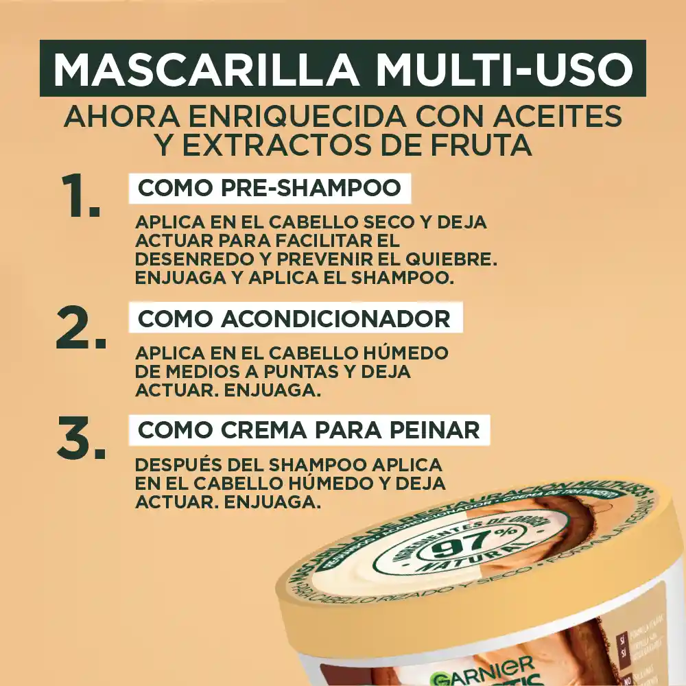 Tratamiento Capilar Hair Foof Garnier Manteca de Cacao Rizos