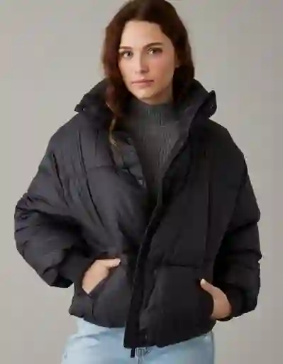 Chaqueta Cremallera Mujer Negro Talla: Large American Eagle