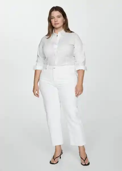 Jean Blanca Blanco Talla 40 Mujer Mango