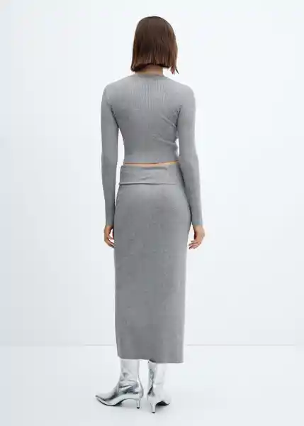 Falda Prinches Gris Medio Vigoré Talla XS Mujer Mango