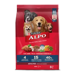 Comida para perros Alpo Adultos con carne,pollo,cereales y vegetales x 8 kg