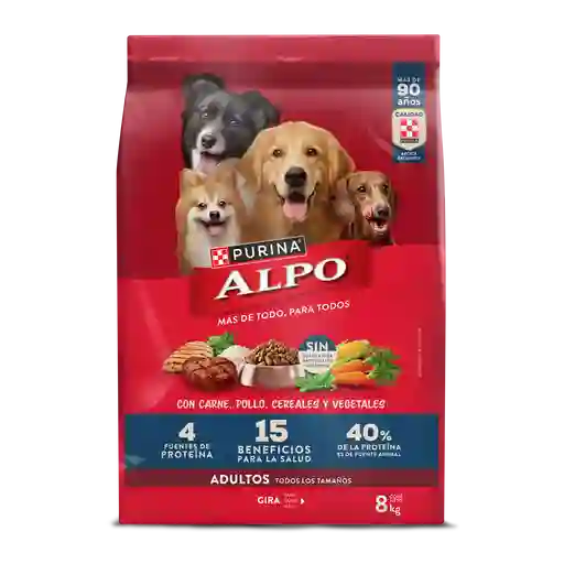 Comida para perros Alpo Adultos con carne,pollo,cereales y vegetales x 8 kg