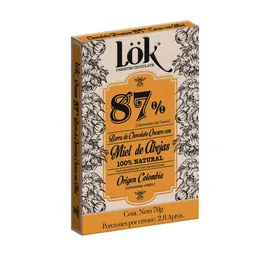 Lok Barra de Chocolate Oscuro con Miel de Abeja 87%