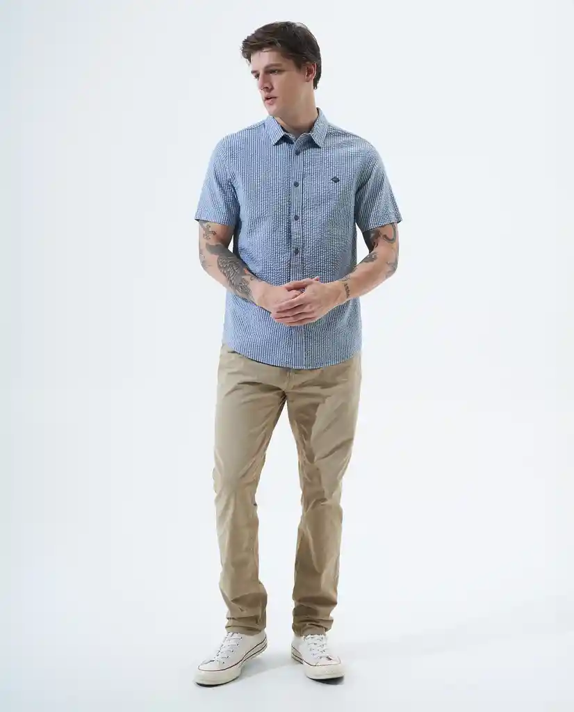 Camisa Hombre Azul Talla S 811F003 Americanino