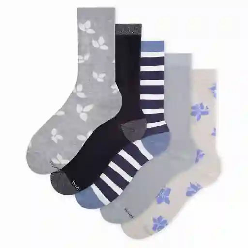 Medias Casuales Largo Tradicional Femenino Margarita Bordada X5 Galax Talla 9-11