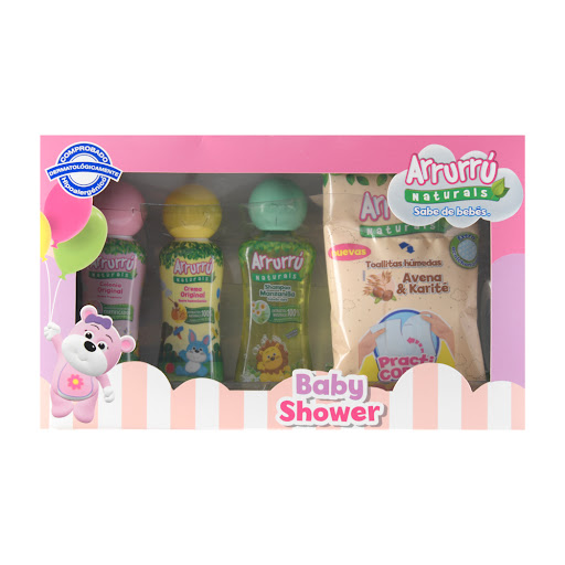  Estuche Arrurru Naturals Baby Shower Shampoo + Crema Original + Toallitas Humedas 