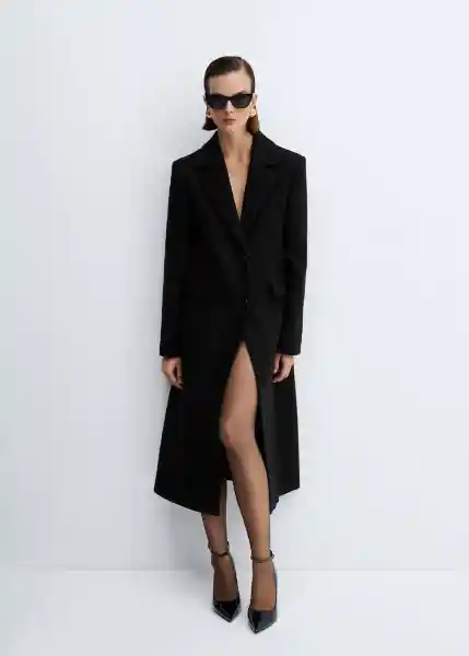 Abrigo Poderio Negro Talla L Mujer Mango