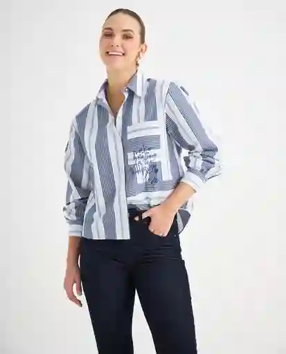 Camisa Azul Medianoche Ultraoscuro Talla XS 619F035 Esprit