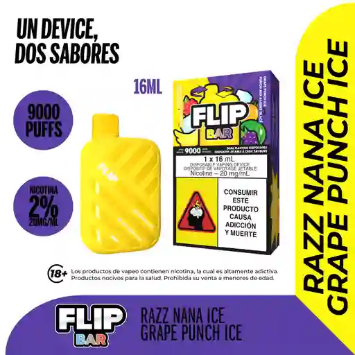 Stlth Flip Vapeador Bar Razz Nana Ice And Grape Punch Ice