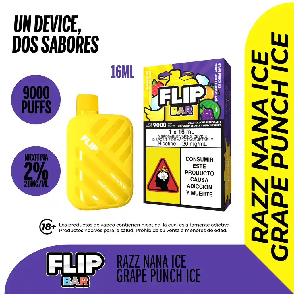 Stlth Flip Vapeador Bar Razz Nana Ice And Grape Punch Ice