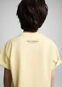 Camiseta Slub Amarillo Pastel Talla 10 Niños Mango