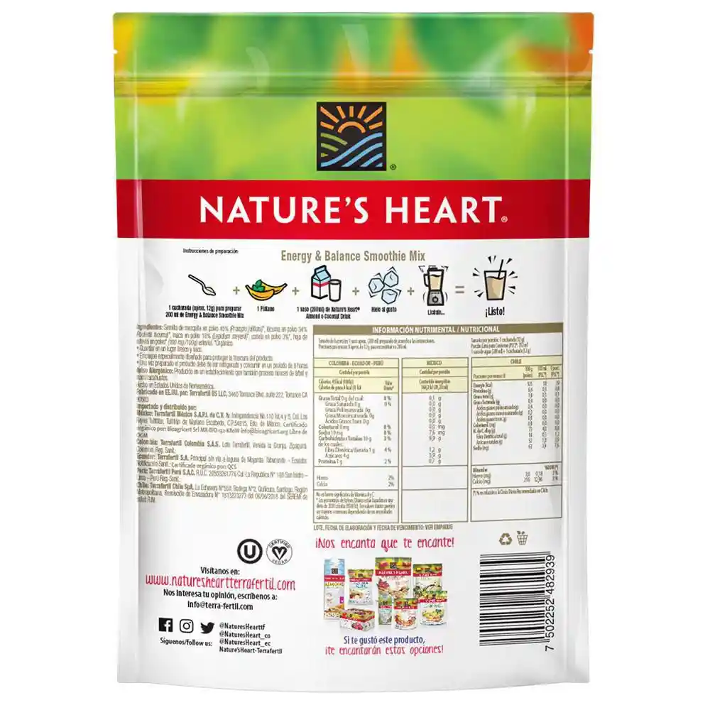 Natures Heart Refresco en Polvo Smoothie Mix Equilibrio energético