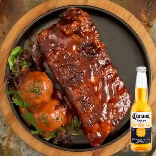 Combo Costillas Barbaro + Corona 330 ml