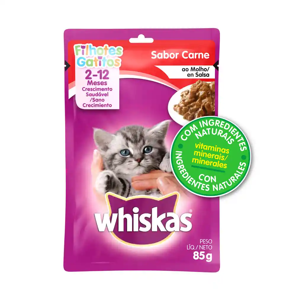 Whiskas alimento húmedo para gatito carne sobre 85 g