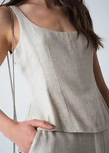 Camisa Issey Mujer Crudo Abedul Claro Talla L 413G379 Naf Naf