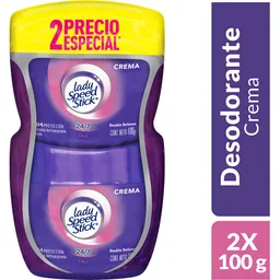 Desodorante Lady Speed Stick Double Defense Crema Pote 100 g x 2
