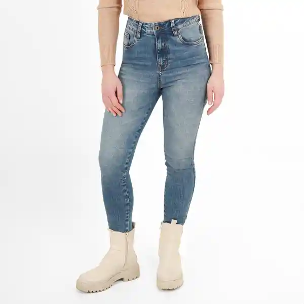 Jean Tiro Medio Bota Skinny Azul Talla 10 - 557658