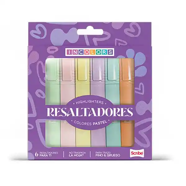 Scribe Resaltador Unica Punta Pastel Incolors New