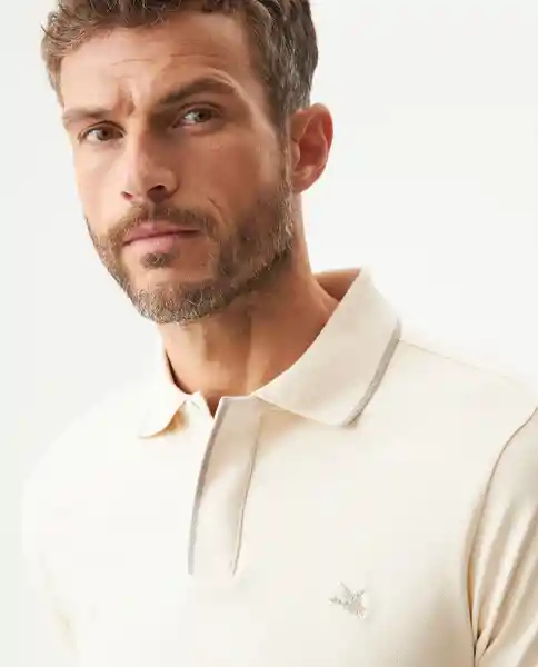 Camiseta Polo Contrast Zip Knob Crudo Cisne Claro T L Chevignon