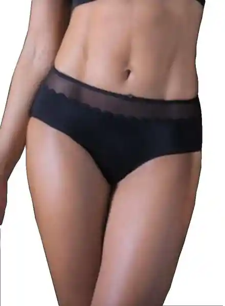 Soutien Panty Cachetero Mujer Lycra y Tull P Negro Talla XL