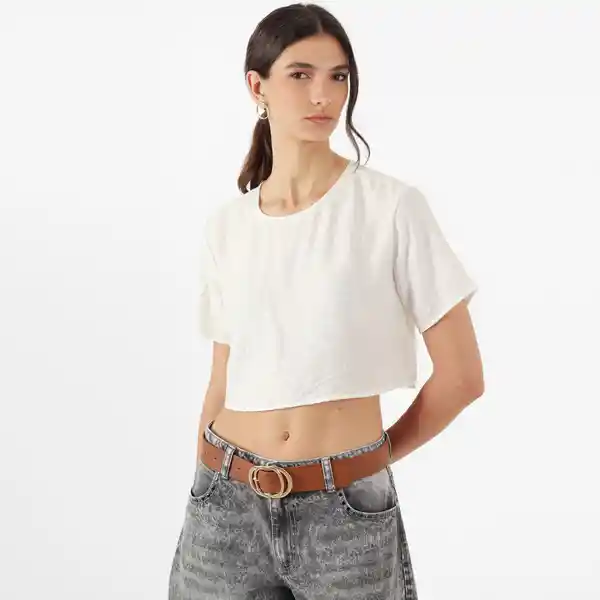 Blusa Cuello Redondo Manga Corta Blanco Talla XL 680288