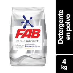 Detergente Polvo FAB Ultra Blanco 4KG