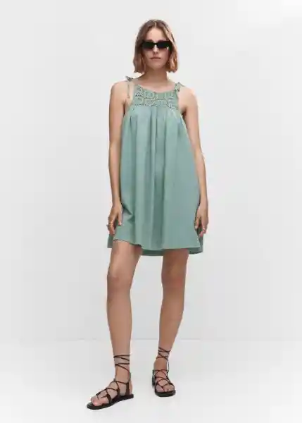 Vestido Linda Verde Talla L Mujer Mango