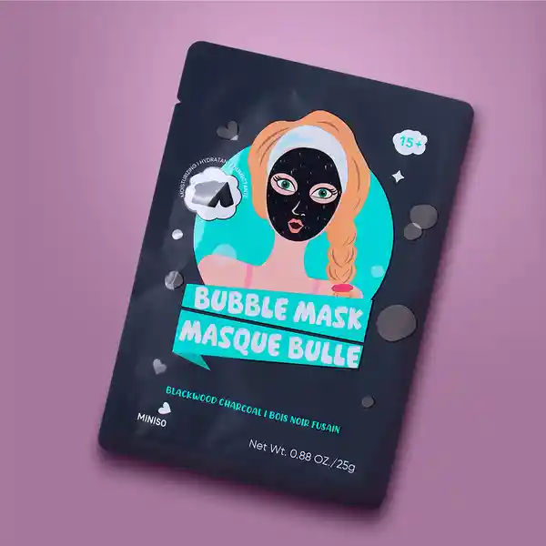 Mascarilla Carbón de Madera Negra Serie Miniso