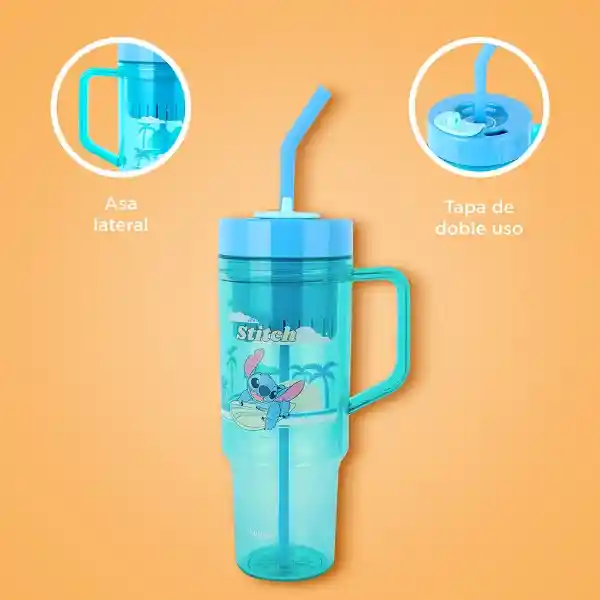 Vaso Plástico Pitillo Serie Lilo & Stitch Stitch 1250 mL Miniso