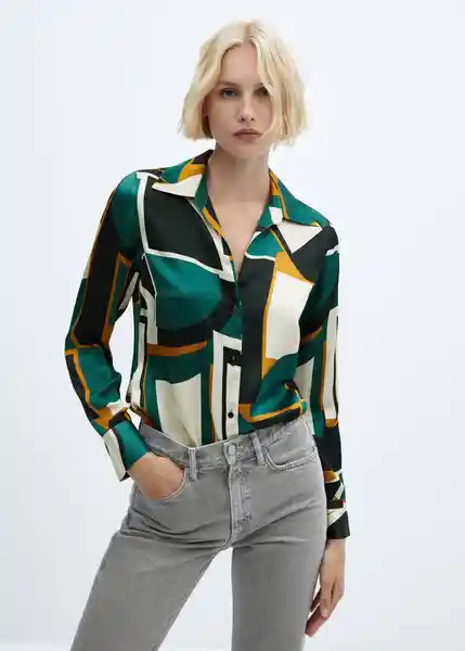 Camisa Sevilla Verde Talla XS Mujer Mango