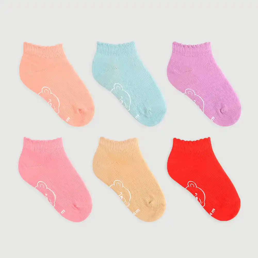 Medias Tobillera Elaborada Con Algodón Bebita Cintia X6 Baby Fresh Talla 12-24m
