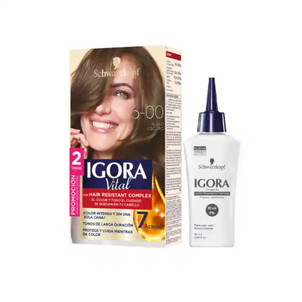 Igora Pack Tinte Vital Rubio Oscuro + Oxigenta 6-00 150 mL