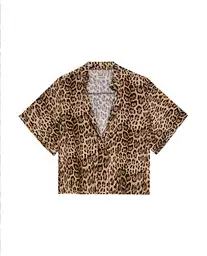 Blusa Animal Print Beige Caqui Medio Talla XS Chevignon