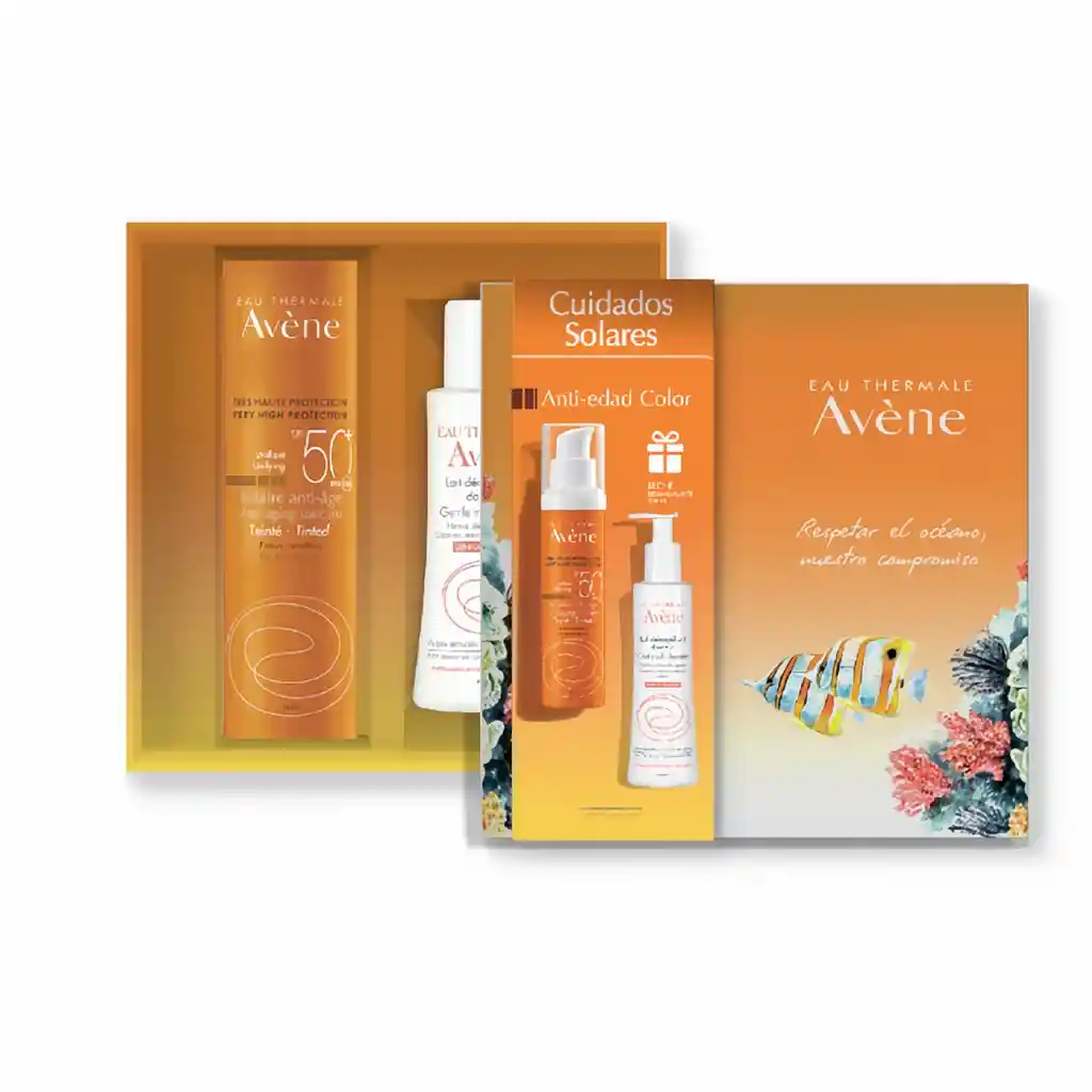 Avene Kit Solar Antiedad Color + Leche Desmaquillante