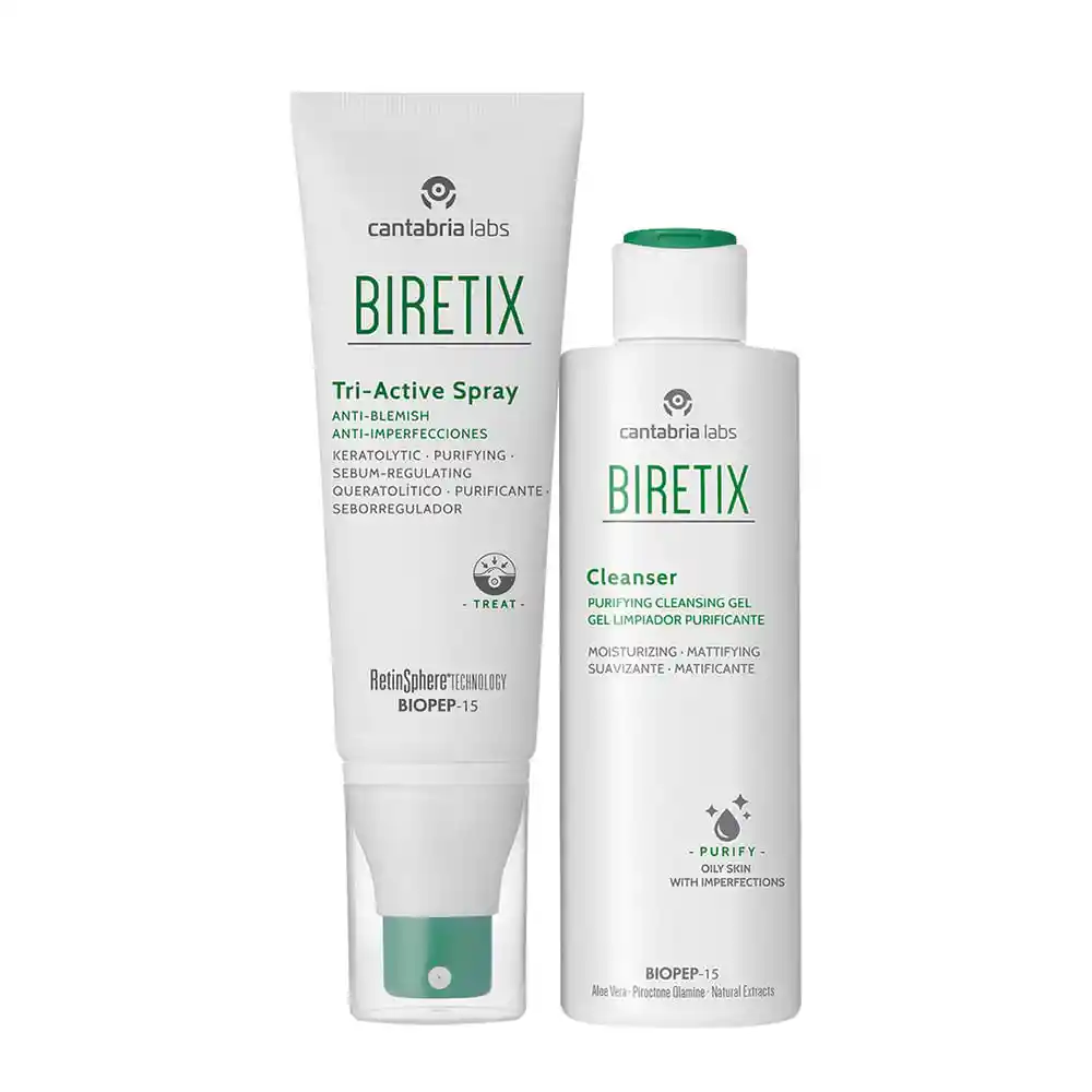 Biretix Spray Tri Active + Cleanser Gel Limpiador