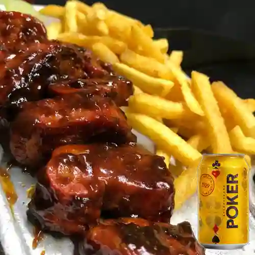 Combo Asado Media Costillas a la BBQ + Poker 355 ml