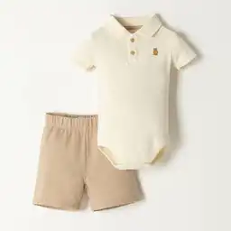 Conjunto Corto Con Body Cuello Polo Bebito Isakar Baby Fresh Talla 6-9m