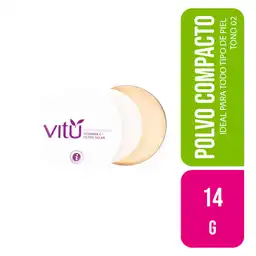 Vitu Polvo Compacto Vitamina E y Filtro Solar Tono 02 Avellana