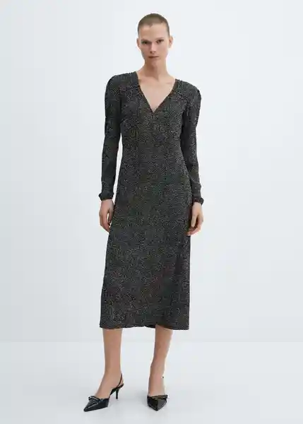 Vestido Pomelo Negro Talla L Mujer Mango