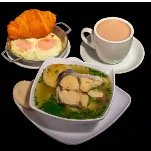 Combo con caldo de pescado