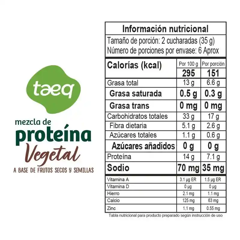 Taeq Mezcla de Proteína Vegetal 