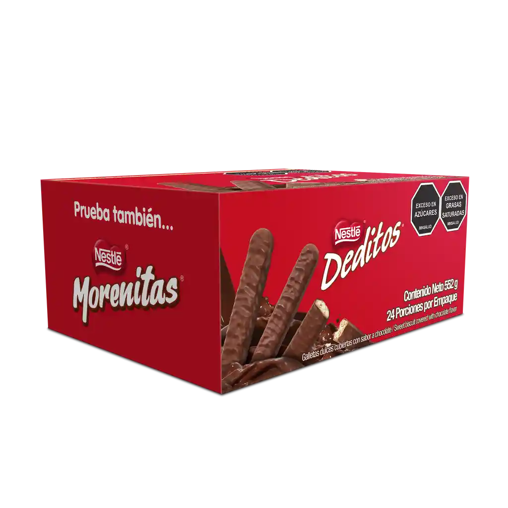 DEDITOS Galletas dulces cubiertas con sabor a chocolate 24 Unds x 552g